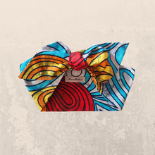 Load image into Gallery viewer, Ankara Blue And Yellow Cotton Hair Scarf