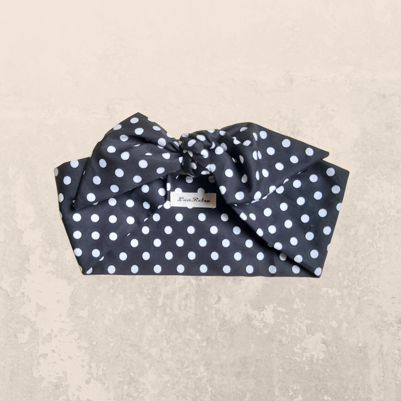 Black Polka Dot Hair Scarf