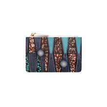 Load image into Gallery viewer, Ankara Blue and Brown Print Coin Purse