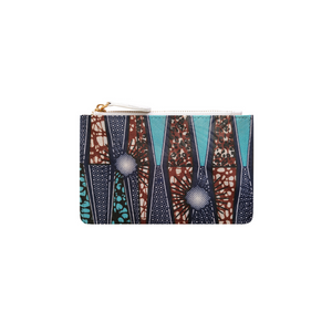 Ankara Blue and Brown Print Coin Purse