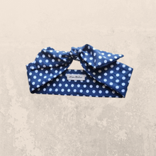 Load image into Gallery viewer, Navy Blue Polka Dot Hair Scarf