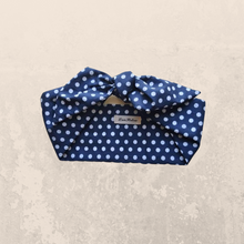 Load image into Gallery viewer, Navy Blue Polka Dot Hair Scarf