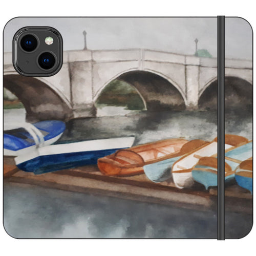 River Scene Illustrated iPhone Wallet Case