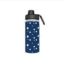 Load image into Gallery viewer, Navy Blue Dotty Thermal Water Bottle