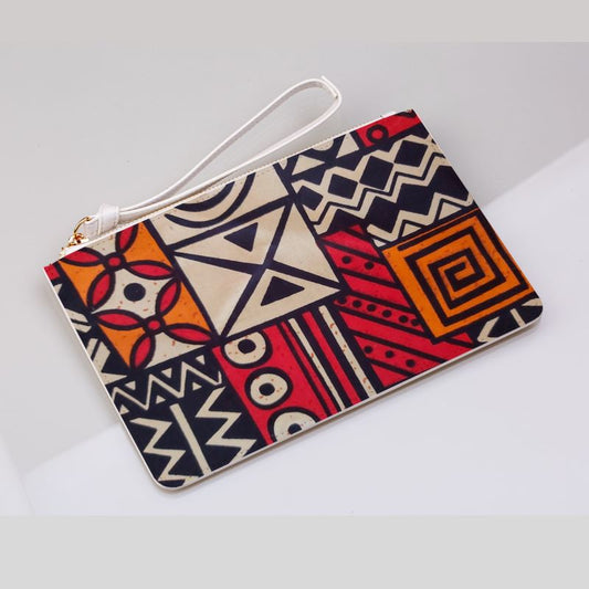 Ankara Print Red And Brown Clutch Bag