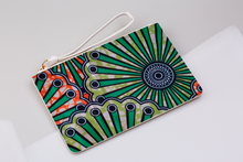 Load image into Gallery viewer, Ankara Print Green And Orange Clutch Bag