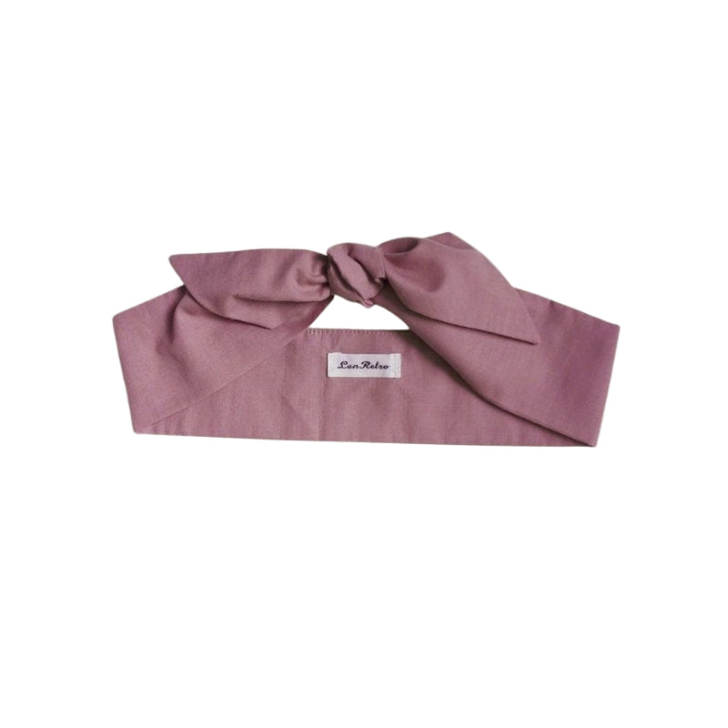 A dusky pink hair scarf tied in a bow, displayed on a white background with a visible LanRetro brand tag.