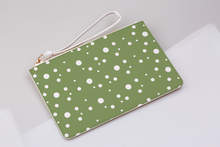 Load image into Gallery viewer, Olive Green Dotty Clutch Bag