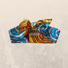 Load image into Gallery viewer, Ankara Blue And Yellow Cotton Hair Scarf