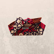 Load image into Gallery viewer, Ankara Brown and Red Cotton Hair Scarf