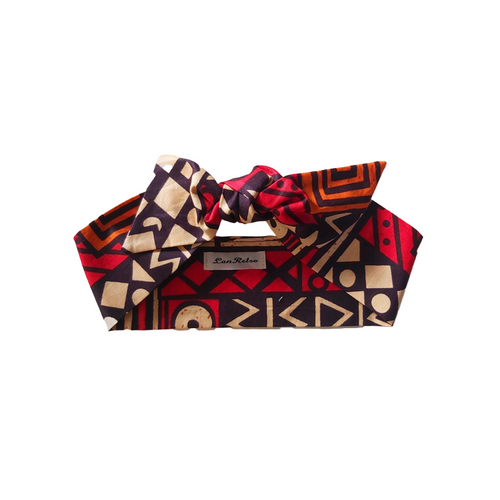 Ankara Brown and Red Cotton Hair Scarf