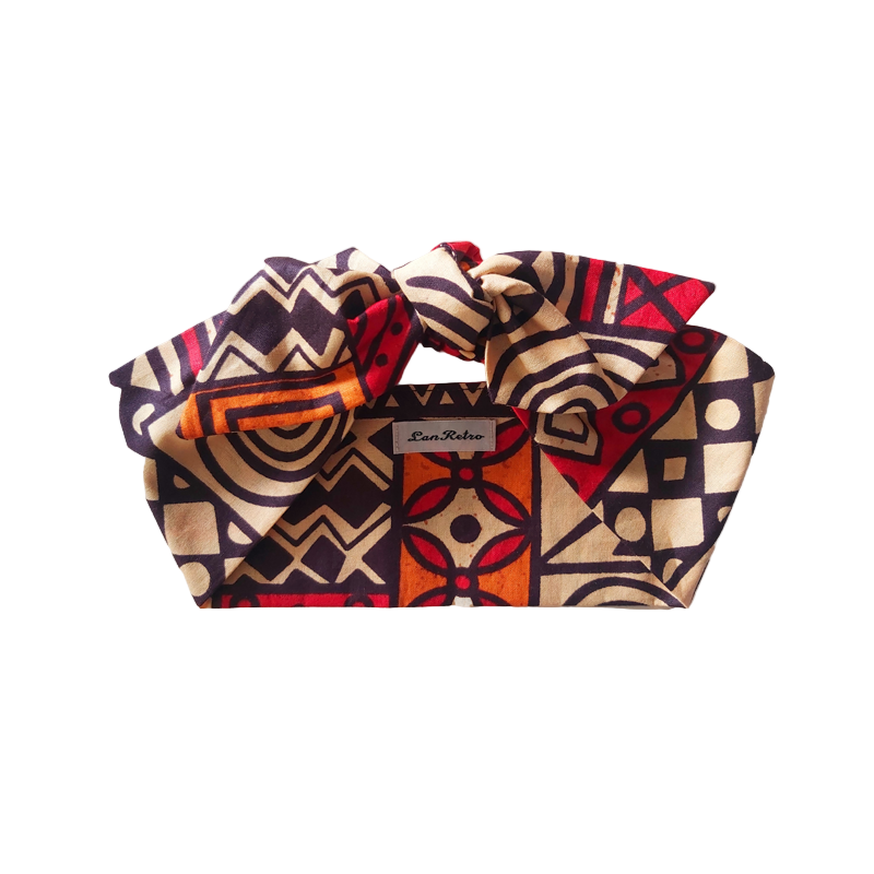 Ankara Brown and Red Cotton Hair Scarf