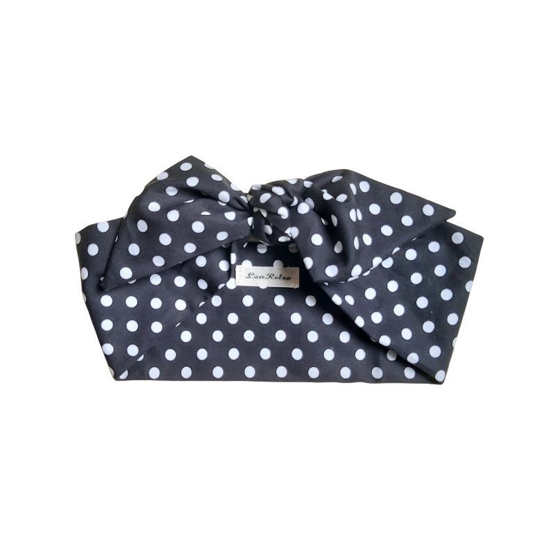 Black Polka Dot Hair Scarf