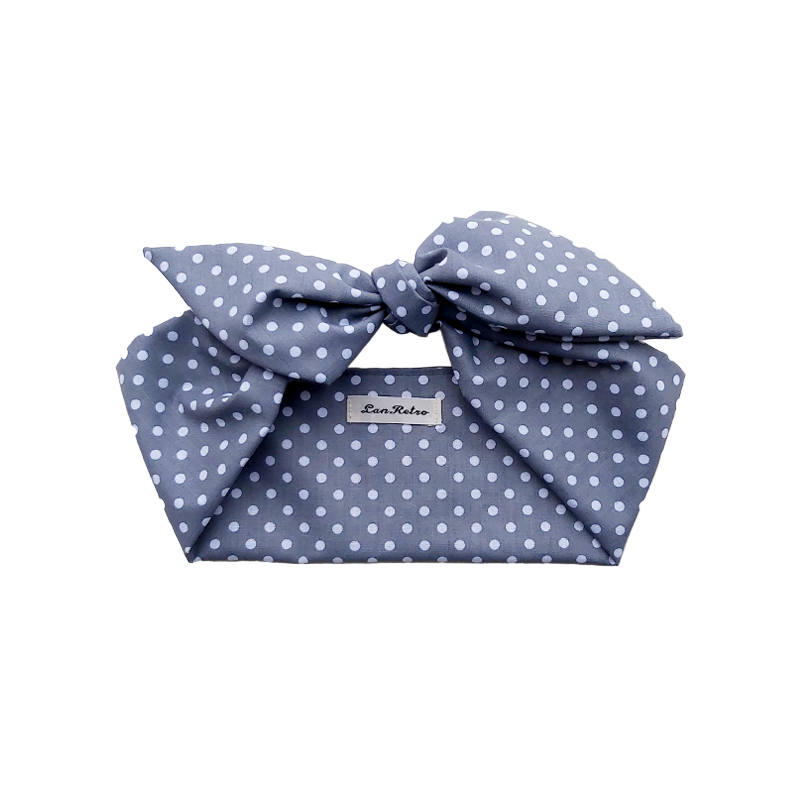 Grey Polka Dot Hair Scarf