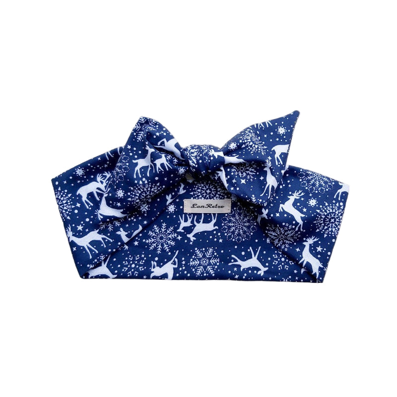 Reindeer Print Hair Scarf in Blue