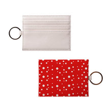 Load image into Gallery viewer, red and white dotty card holder front and back