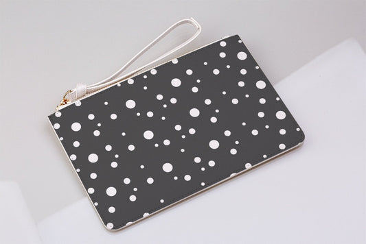Grey Polka Dot Clutch Bag