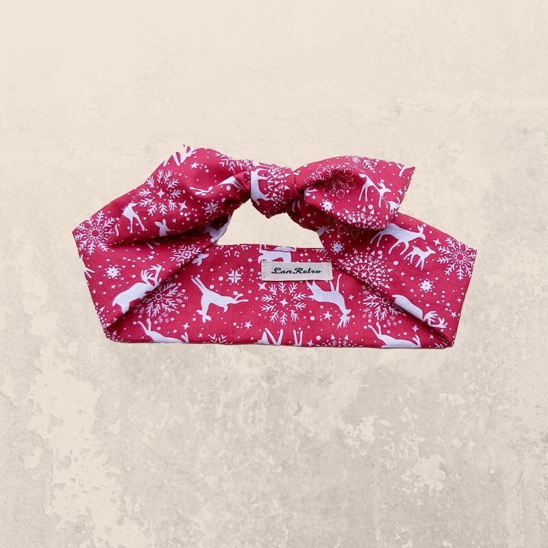 Reindeer Print Hair Scarf in Red