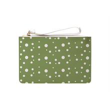 Load image into Gallery viewer, Olive Green Dotty Clutch Bag