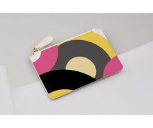Load image into Gallery viewer, pink retro records print coin purse on a light grey background